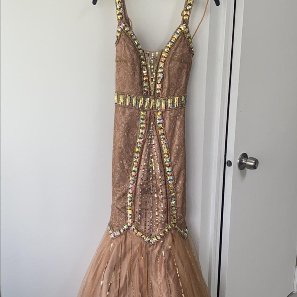 Mermaid gold  prom  dress